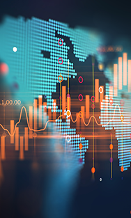 World map with bar chart